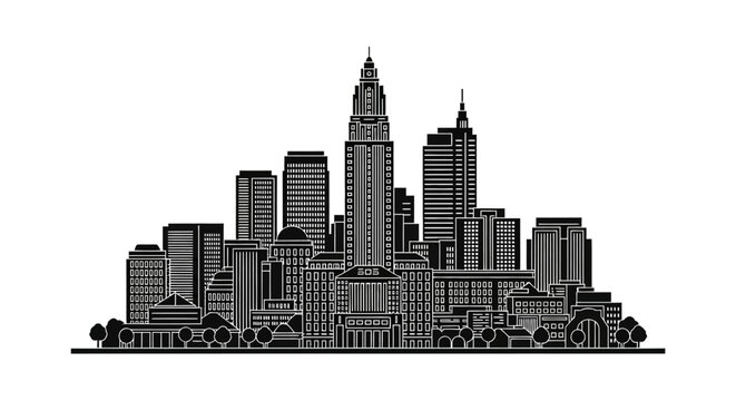 Columbus Ohio Skyline Silhouette Illustration ? Urban Cityscape Design