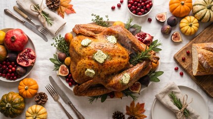 Seasonal Holiday Food Us Uk Canada Whole Roasted Thanksgiving Turkey with Golden Brown