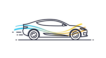 Fototapeta premium Aerodynamic car outline with airflow lines, symbolizing speed and efficiency