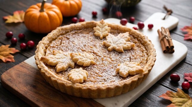 Seasonal Holiday Food Us Uk Canada Canadian Maple Tart with Leaf Pastry Cutter Decorati