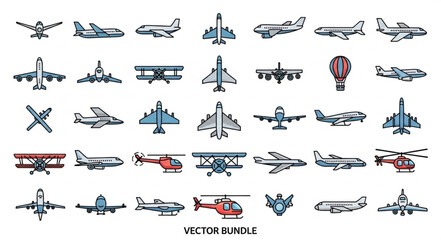 Collection of various aircraft and aviation vehicles. © Hss