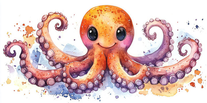 Little pastel octopus with tiny blushing cheeks