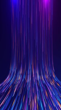 Neon Data Flow Technology Network Big data light speed wavy flow. digital data quantum computing. Cyberspace qubit trail waves. Modern tech information technology, internet, big data, and futuristic
