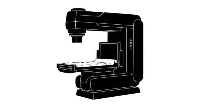 Linear accelerator radiotherapy machine for cancer treatment silhouette illustration