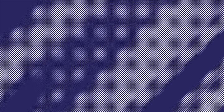 Dark blue halftone screen print background with retro diagonal dot pattern.