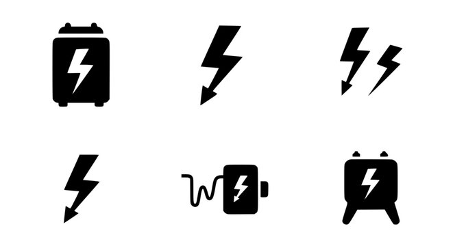 Set of Power and Electricity Icons for Web and Mobile UI