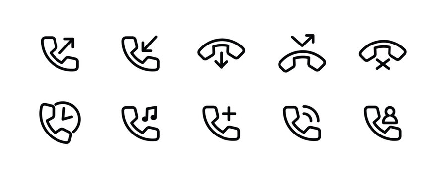 Phone icon, Call, icon Telephone Contact, Mobile Differente Contect icon, button, vector, sign, symbol, logo, illustration, editable stroke and flat design style isolated on white linear pictogram
