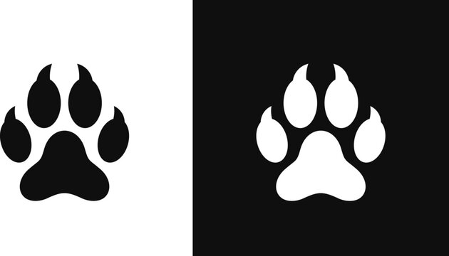 Wolf paw print silhouette. Animal paw print vector illustration 