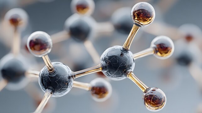 Molecular structure, science and technology, detailed rendering of interconnected atoms.