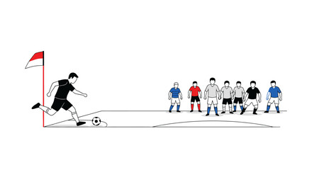 Fototapeta premium Soccer player kicking ball at goal.