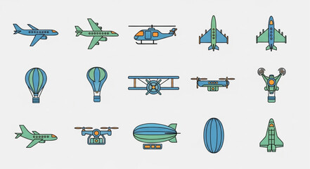 Collection of various aircraft and air vehicles. © Joni