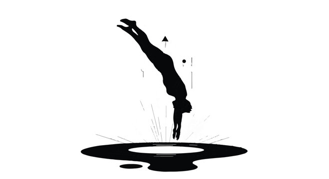 Diver plunges into deep water to represent risk taking and bold new beginnings.
