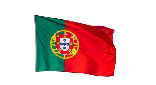 Portuguese national flag waving on a white background with portugal flag coat of arms armillary sphere no people high quality portuguese national symbol patriotic independence democracy on transparent