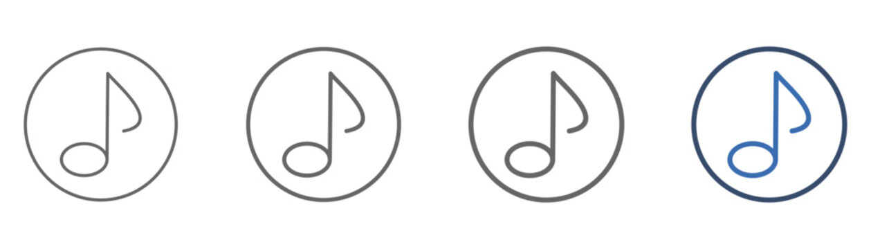 
outline icon set quaver with circle and note design