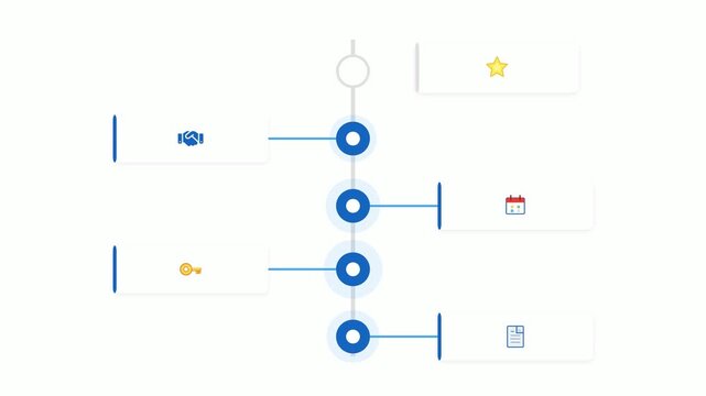 Vertical Business Timeline Infographic with Five Steps and Icons. 4K Video