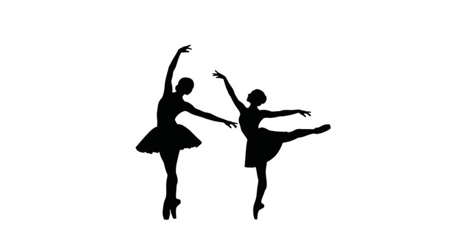 Silhouettes of two female ballet dancers.