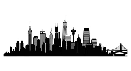 Obraz premium New York City Skyline Silhouette Illustration.