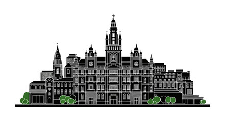 Obraz premium Glasgow University Main Building Silhouette ? Iconic Scottish Landmark