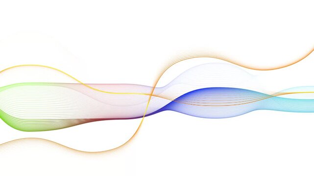 Flowing wave ribbons line background animation, Abstract flowing wave lines smooth gradient ribbons forming dynamic