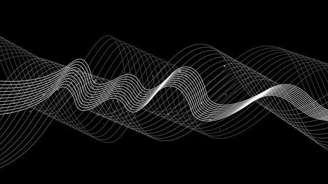 Abstract luminous wave lines animation on dark background