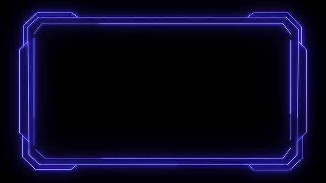 Futuristic neon frame glowing blue abstract border digital technology background science fiction. Futuristic hud frame, border, screen overlay.