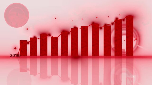 2026 Neon turquoise ascending bar chart with reflection animation