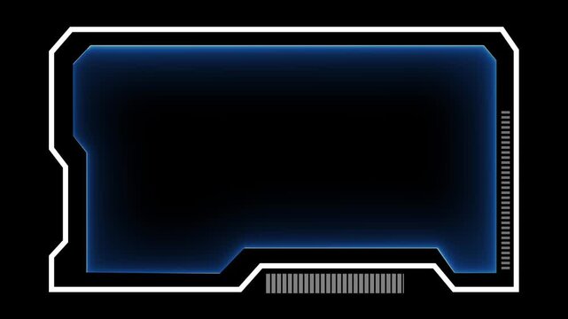 Futuristic hud frame animation with clean digital interface layout. Advanced cyber style border element designed for modern technology screens. Overlay frame for sci fi dashboards game.