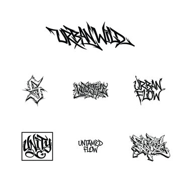Wildstyle graffiti lettering phrase with complex interlocking shapes and sharp brush edges for edgy streetwear t shirt and underground poster design