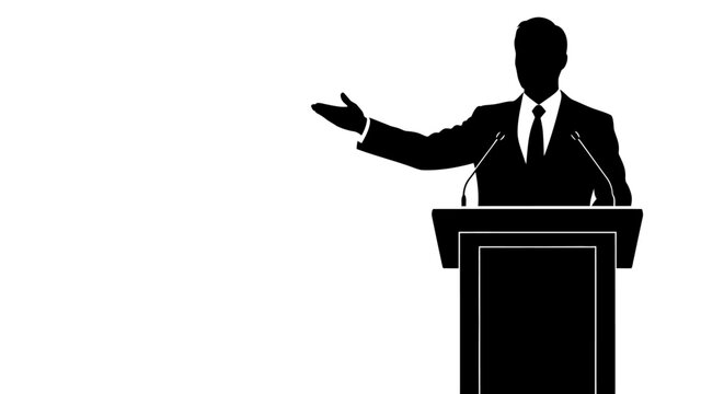 Businessman Speaking at a Podium.
