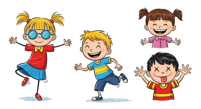 Children Playing Happy Smiling Kids.