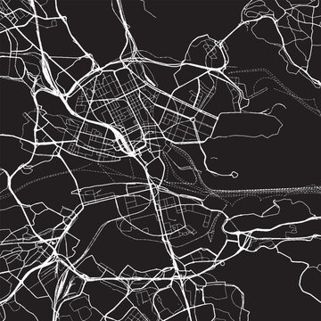 Stockholm Sweden Vector Map, Detailed City Street Map Black and White Minimalist Line Art