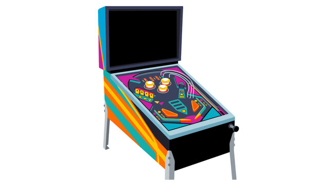 Retro Pinball Machine with Vibrant Colorful Design.