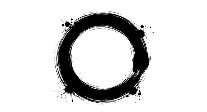 Black ink brush stroke letter O.