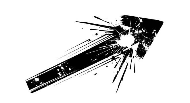 Black arrow breaking through surface.