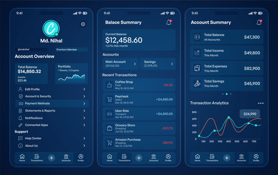 Modern Fintech App UI Design for Mobile Banking and Financial Dashboard Personal Portfolio Analytics
