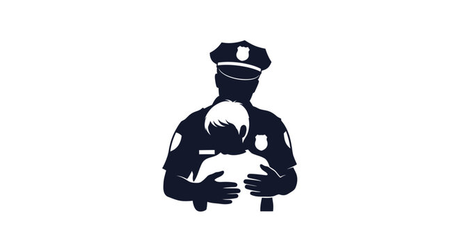 Police Officer Comforting a Child.