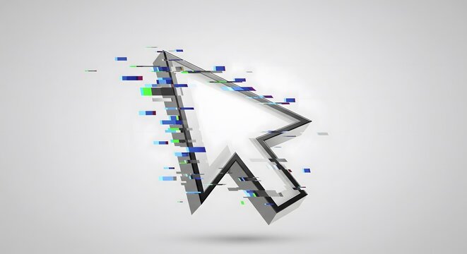 Abstract digital cursor with glitch effect.