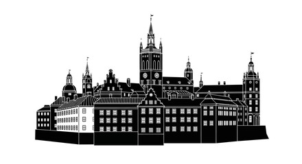 Fototapeta premium Gripsholm Castle silhouette icon ? historical Swedish landmark graphic