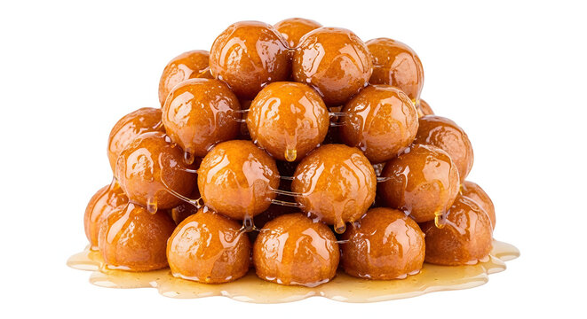 Traditional Russian and Tatar Chak-Chak sweet honey fried dough dessert, isolated on a clean white background