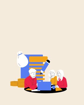 Students Studying Together &ndash; Education and Learning Concept Illustration