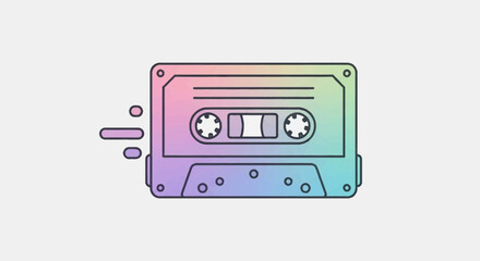 Fototapeta premium Retro Cassette Tape with Rainbow Gradient and Abstract Pattern