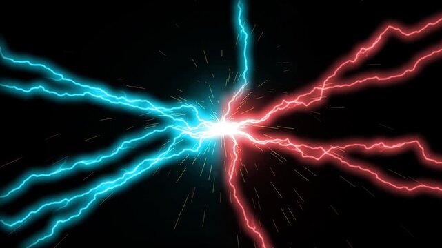 2色の電撃が交差する抽象エフェクト