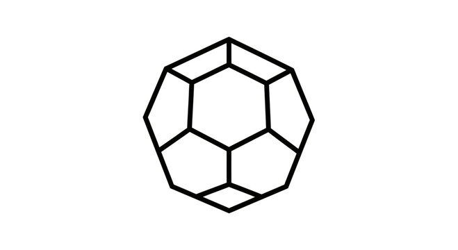 Geometric Fullerene Molecule Structure, Carbon Nanotube Component, Abstract Science Icon