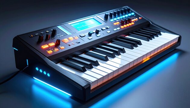 Illuminated Synthesizer Keyboard for Electronic Music Production and Performance