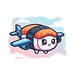 Cute Sushi Airplane Character Flying Adorable Food Art. © frame