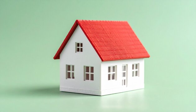 Miniature Red-Roof House Model