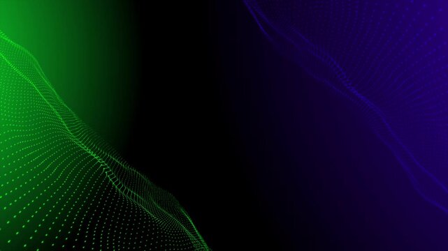 Digital wave particles flow through a dark space to create an abstract motion background for professional technological presentations and modern visual design projects