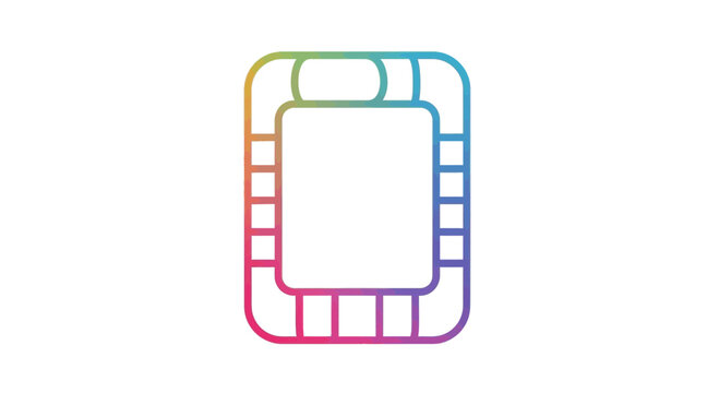 Abstract Rainbow Gradient Square Frame with Rounded Corners and Inner Border