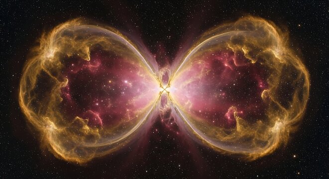 Cosmic Explosion in Space Double Bubble Nebula