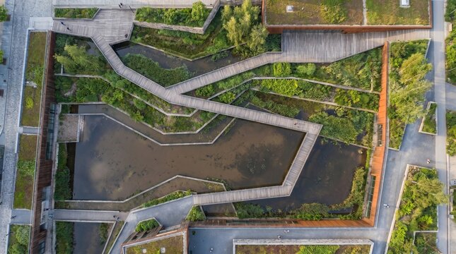 Urban Green Infrastructure Rain Garden and Flood Detention Park